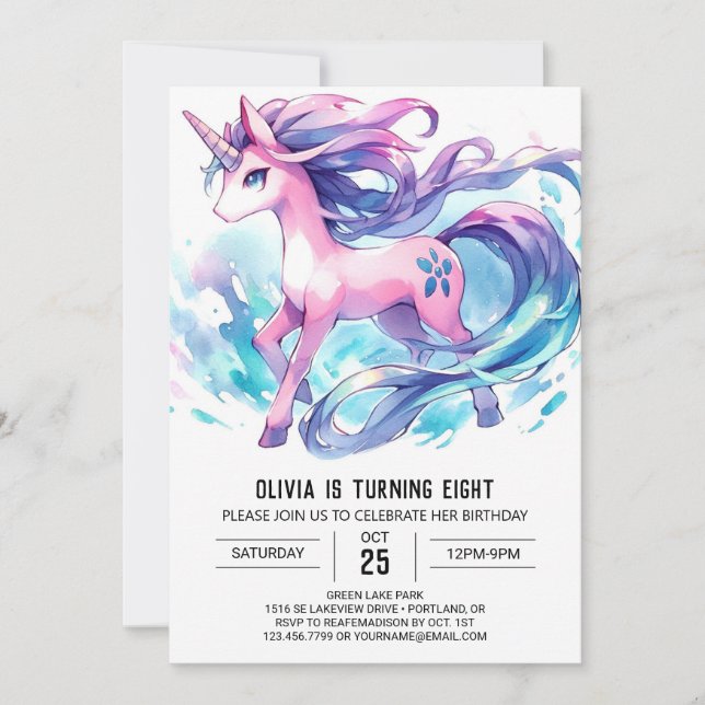 Invitación Cumpleaños digital bohemiana de caballos (Anverso)
