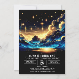 Invitación Cumpleaños digital celeste caprichosa
