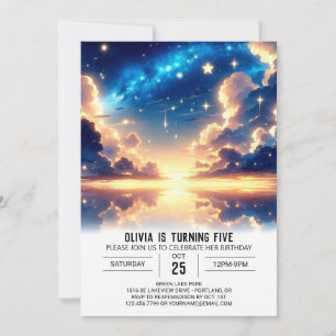 Invitación Cumpleaños digital celeste majestuoso
