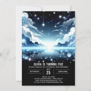 Invitación Cumpleaños digital celestial adorable en el cielo