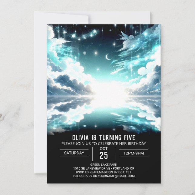 Invitación Cumpleaños digital Celestial de Stars (Anverso)
