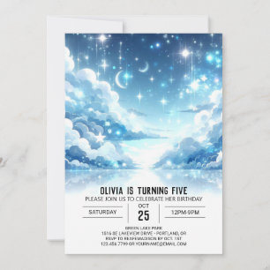 Invitación Cumpleaños digital Celestial Editable y Extraño