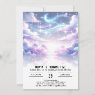 Invitación Cumpleaños digital celestial en el exterior