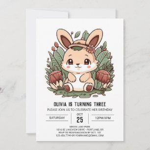 Invitación Cumpleaños digital conejo boho conejo