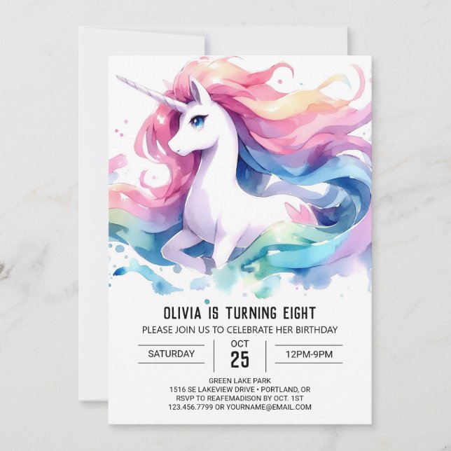 Invitación Cumpleaños digital de caballos encantados (Anverso)