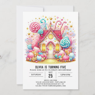 Invitación Cumpleaños digital de Candyland feliz mágico