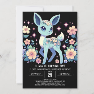 Invitación Cumpleaños digital de ciervos Personalizado editab