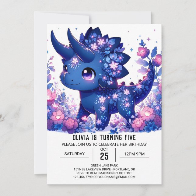 Invitación Cumpleaños digital de dinosaurios salvajes editabl (Anverso)
