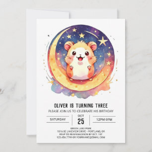 Invitación Cumpleaños Digital de Hamster Encantado