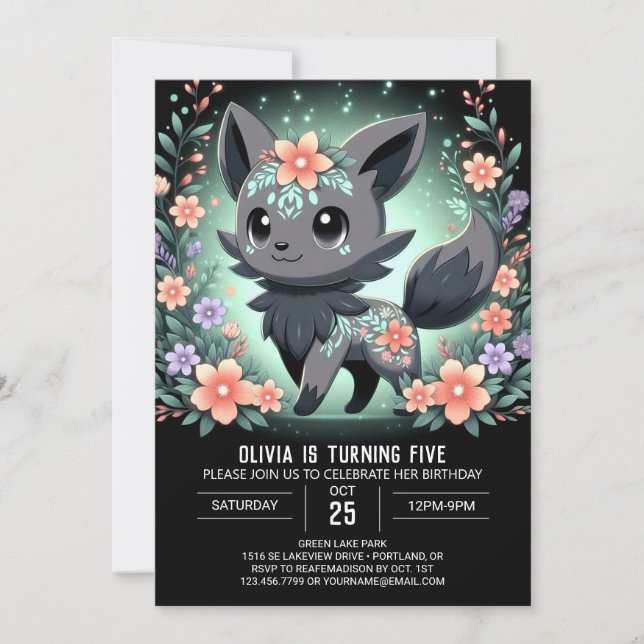 Invitación Cumpleaños digital de Little Wolf (Anverso)