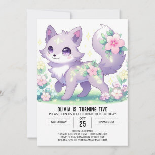 Invitación Cumpleaños digital de lobo de fantasía editable