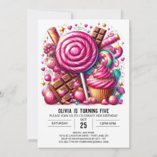 Invitación Cumpleaños Digital de Lollipop Fun Candyland