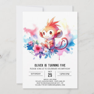 Invitación Cumpleaños digital de monos bohemios