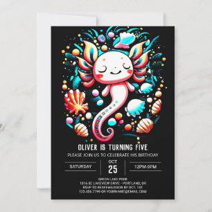 Invitación Cumpleaños digital de Ocean Axolotl