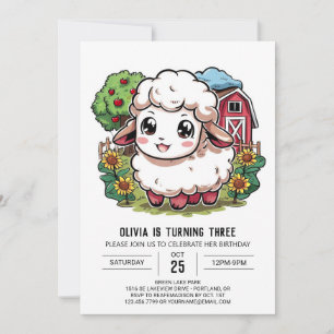 Invitación Cumpleaños Digital de Ovejas con Encanto de bonito