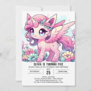 Invitación Cumpleaños digital de Pastel Bonito Unicorn