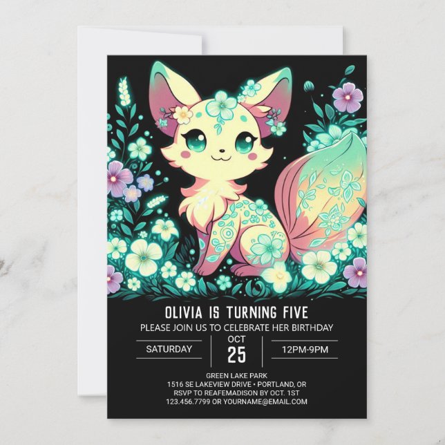 Invitación Cumpleaños digital de personalizado Fox (Anverso)