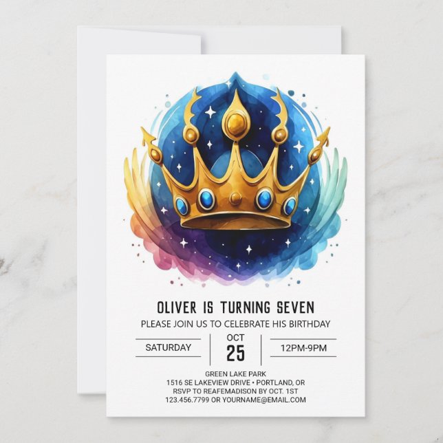 Invitación Cumpleaños digital de Prince Blue (Anverso)