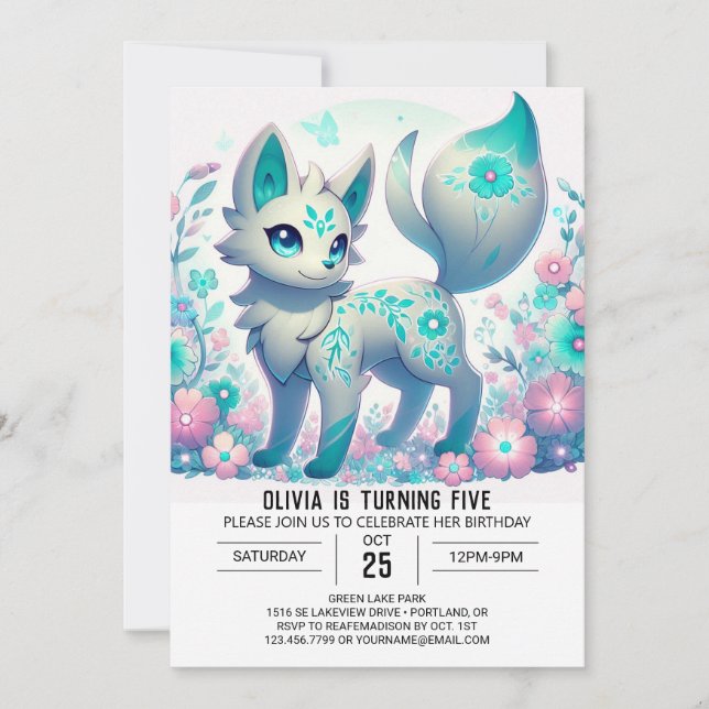 Invitación Cumpleaños digital del Lobo Chica moderno (Anverso)