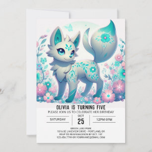Invitación Cumpleaños digital del Lobo Chica moderno