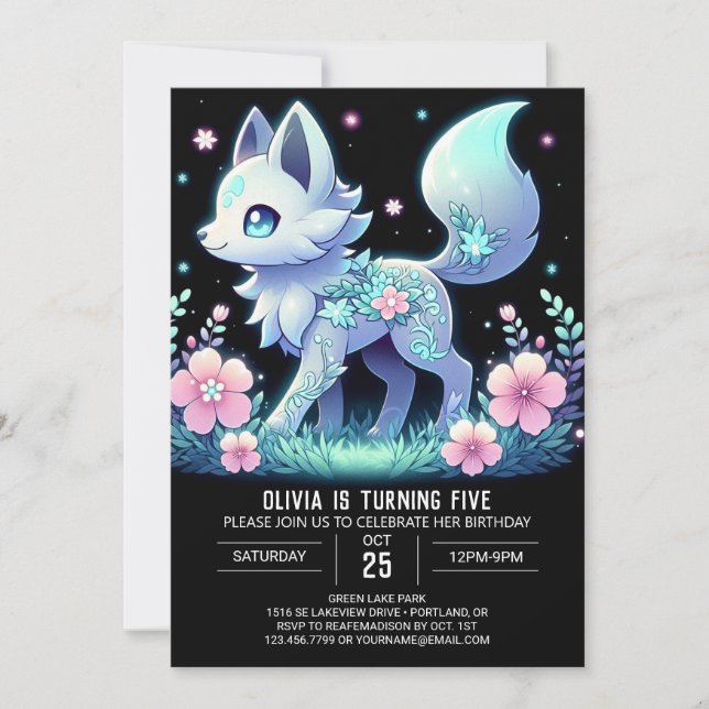 Invitación Cumpleaños digital del lobo moderno (Anverso)