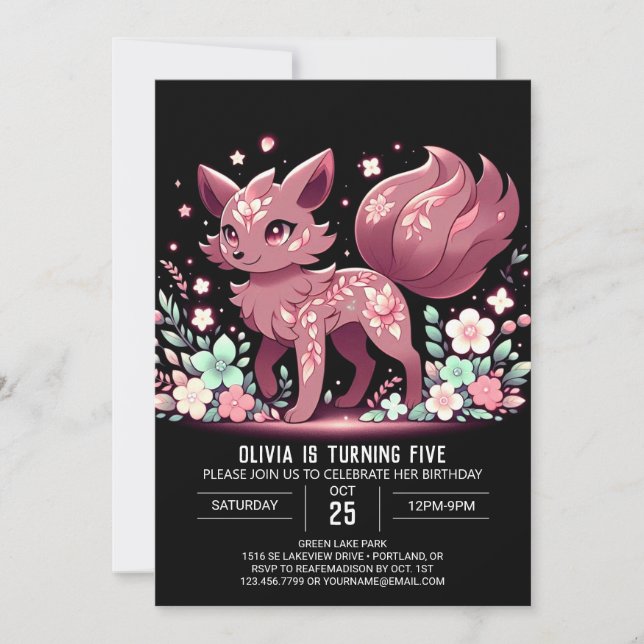 Invitación Cumpleaños digital del Lobo Personalizado moderno (Anverso)
