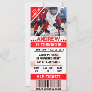 Invitación Cumpleaños digital editable de hockey sobre césped