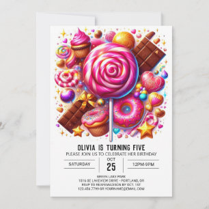 Invitación Cumpleaños Digital Editable Majestic Candyland