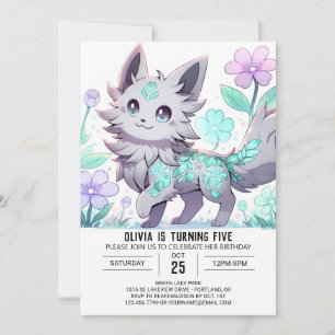 Invitación Cumpleaños digital Floral Wolf