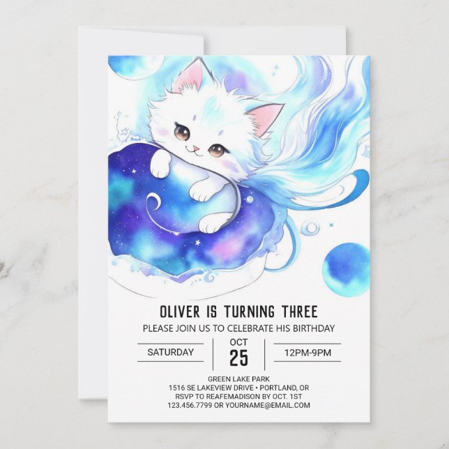 Invitación Cumpleaños Digital Kitty para los Niños (Anverso)