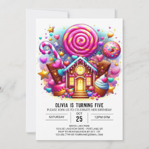 Invitación Cumpleaños Digital Lollipop Whimsy Candyland