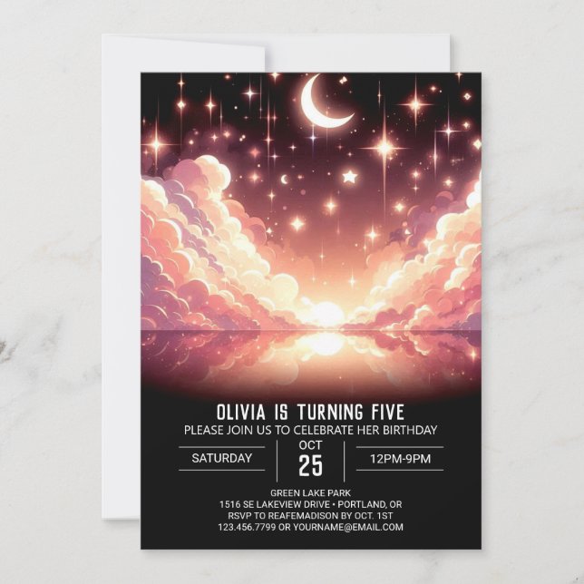 Invitación Cumpleaños digital magnético celeste (Anverso)