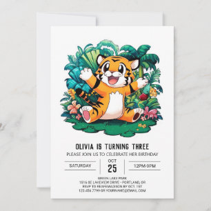 Invitación Cumpleaños digital místico y colorido del tigre