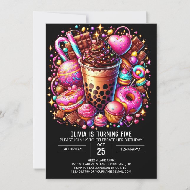 Invitación Cumpleaños Digital Simple Candyland (Anverso)