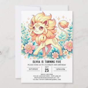 Invitación Cumpleaños digital simple de leones