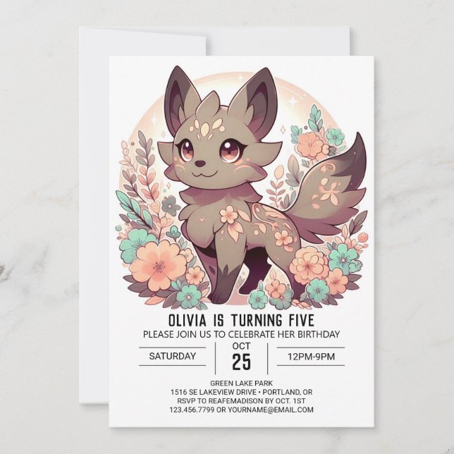Invitación Cumpleaños digital simple y adorable (Anverso)