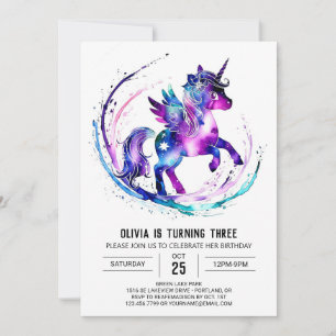 Invitación Cumpleaños Digital Unicorn, Personalizado en línea
