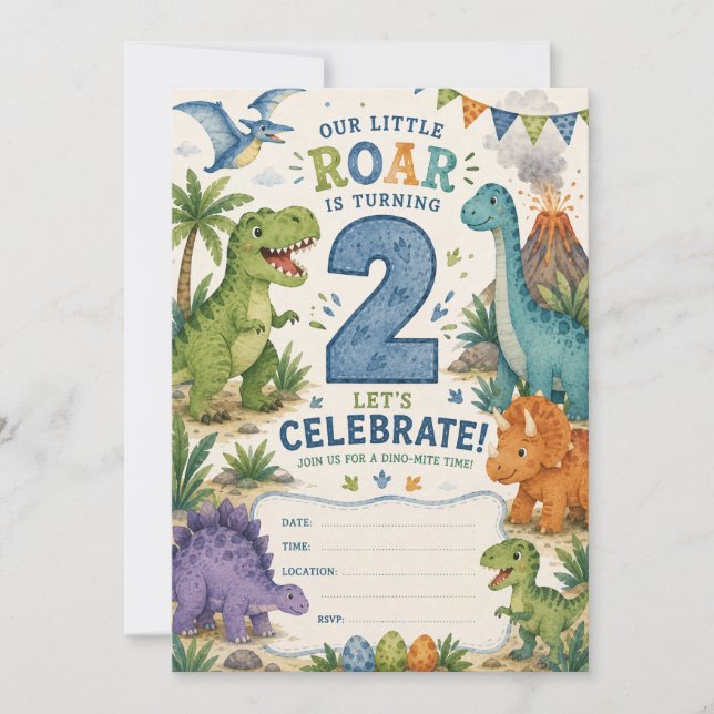 Invitación Cumpleaños Dino-Mite 2  (Anverso)
