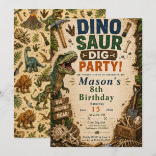 Invitación Cumpleaños Dinosaurio Dig