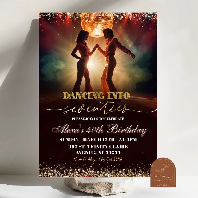 Invitación Cumpleaños Disco Baile Groovy Dorado 70 (Subido por el creador)