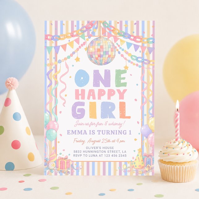 Invitación Cumpleaños Disco Caprichoso de Una Niña Feliz (Subido por el creador)