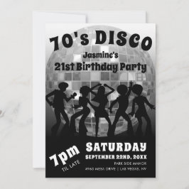 Invitación Cumpleaños Disco de los 70 | Bola de Purpurina de