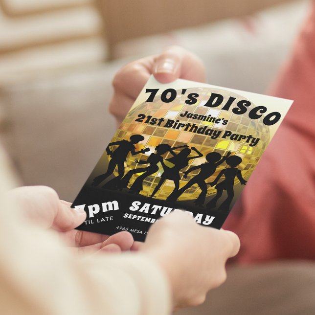 Invitación Cumpleaños Disco de los 70 | Bola de Purpurina Dor (Subido por el creador)