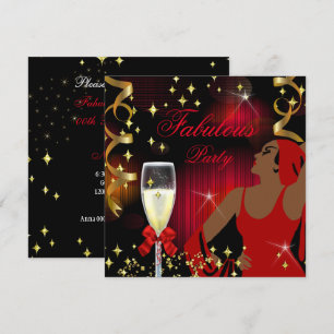 Invitación Cumpleaños Diva Brillo Rojo Fabuloso