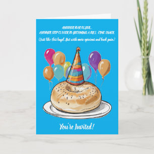 Invitación Cumpleaños divertida de Bagel con Vibes Fiesta