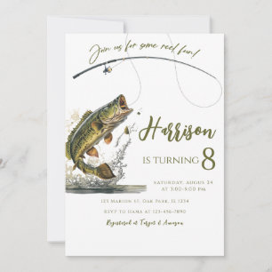 Invitación Cumpleaños divertida para la pesca de bajo coste