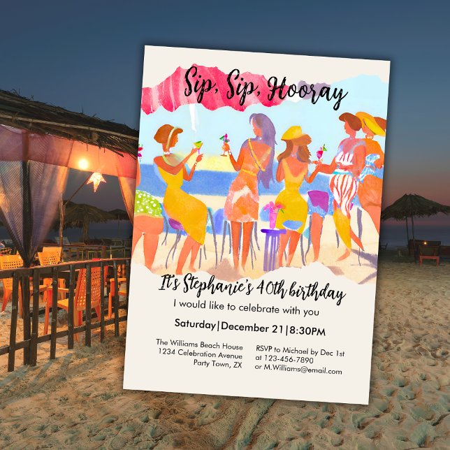 Invitación Cumpleaños divertido de 40 años de verano para muj (Subido por el creador)