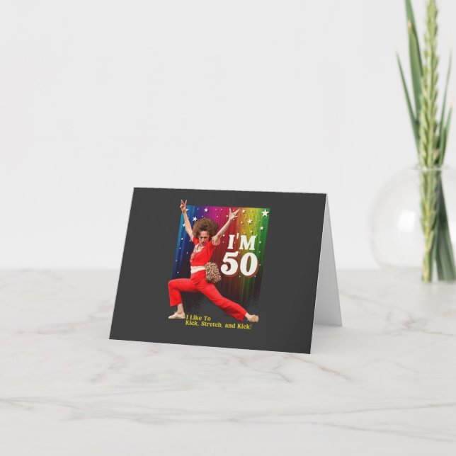 Invitación Cumpleaños divertido de 50 años Kick & Stretch Sal (Anverso)