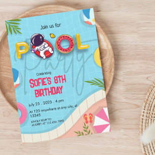 Invitación Cumpleaños divertido de astronauta en fiesta de pi