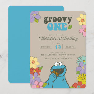 Invitación Cumpleaños divertido de Cookie Monster de Sesame S